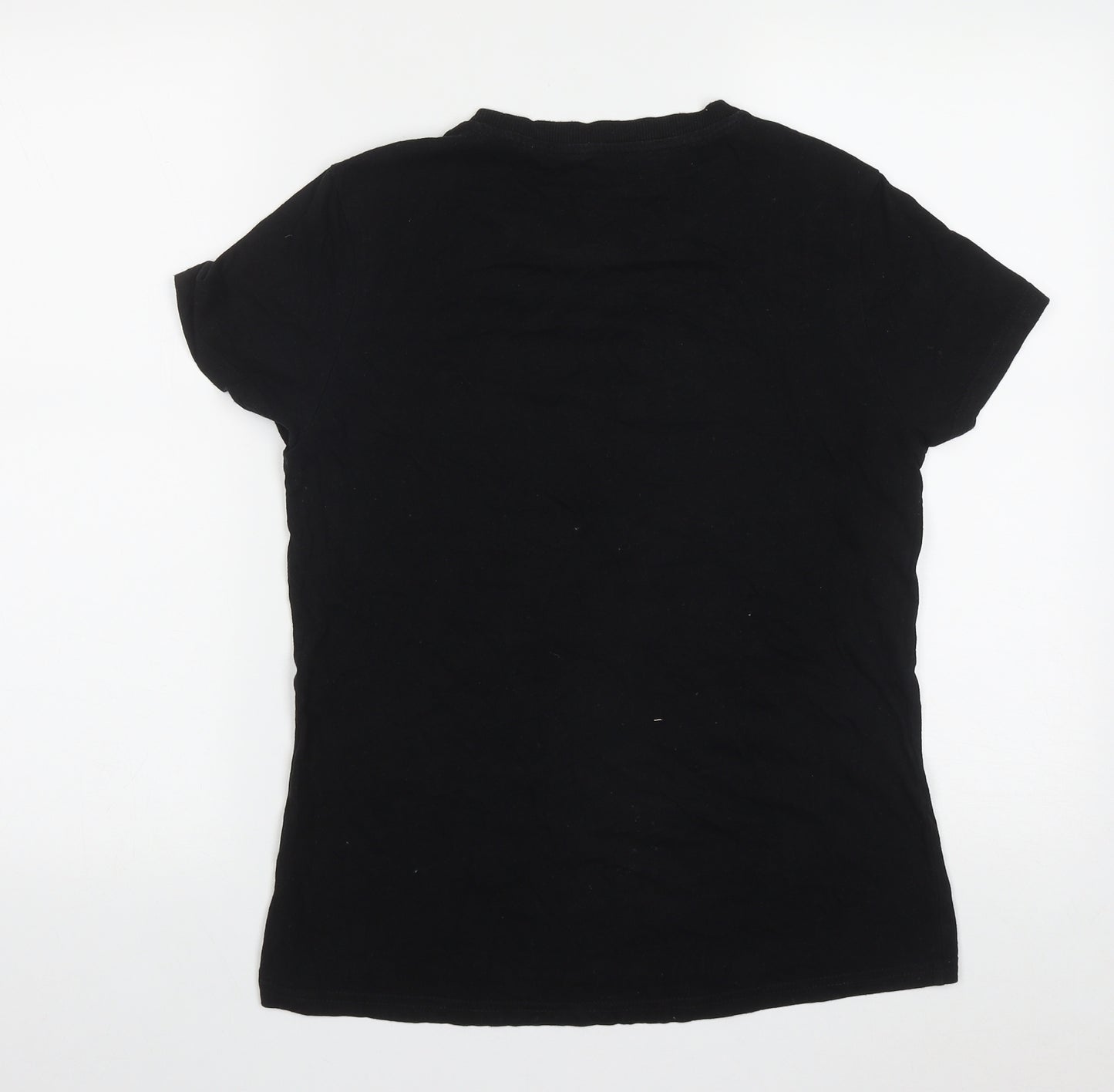 Primark Womens Black  Cotton Basic T-Shirt Size XS Round Neck - Disney Daisy Duck