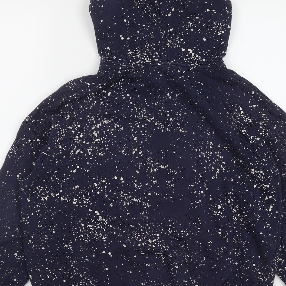 H&M Boys Blue Geometric Cotton Pullover Hoodie Size 10 Years  Drawstring - NASA