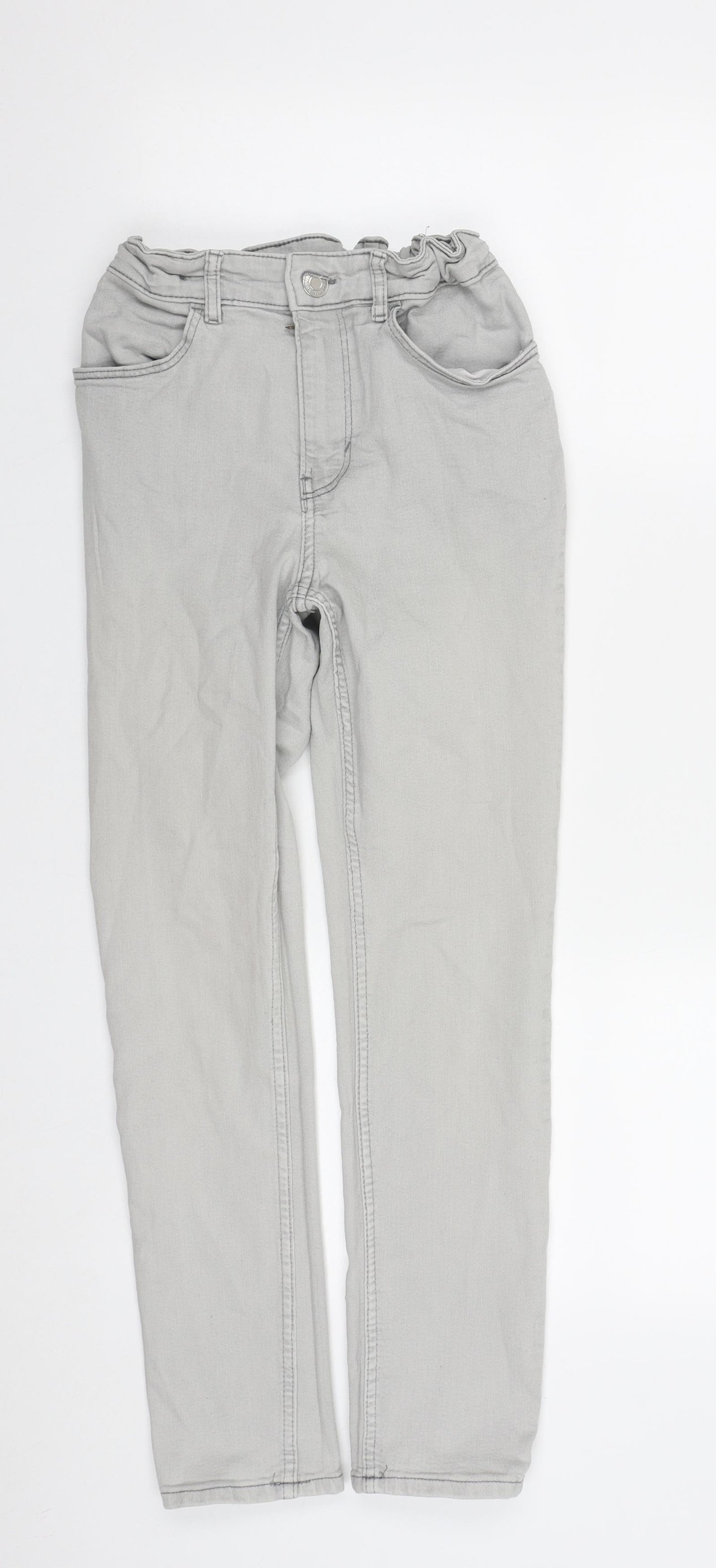 H&M Boys Grey  Cotton Straight Jeans Size 12-13 Years L25 in Regular Zip