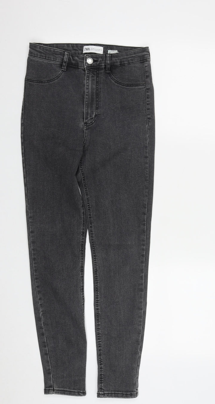Zara Womens Black Polyester Straight Jeans Size 8 L29 in Regular Zip