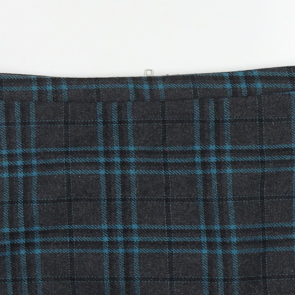 Exhibit Womens Grey Plaid Polyester A-Line Skirt Size 12   Zip