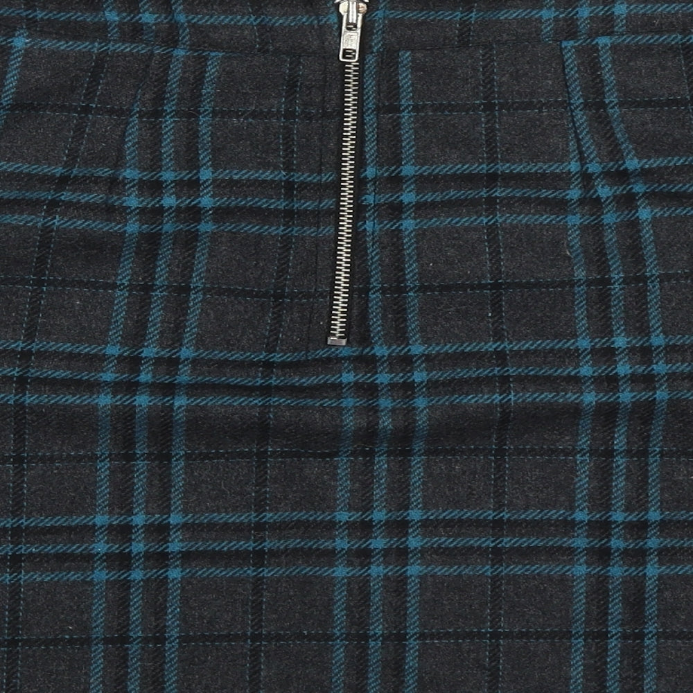 Exhibit Womens Grey Plaid Polyester A-Line Skirt Size 12   Zip