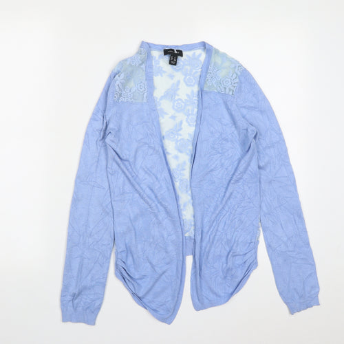 New Look Womens Blue V-Neck Geometric Polyester Cardigan Jumper Size 8