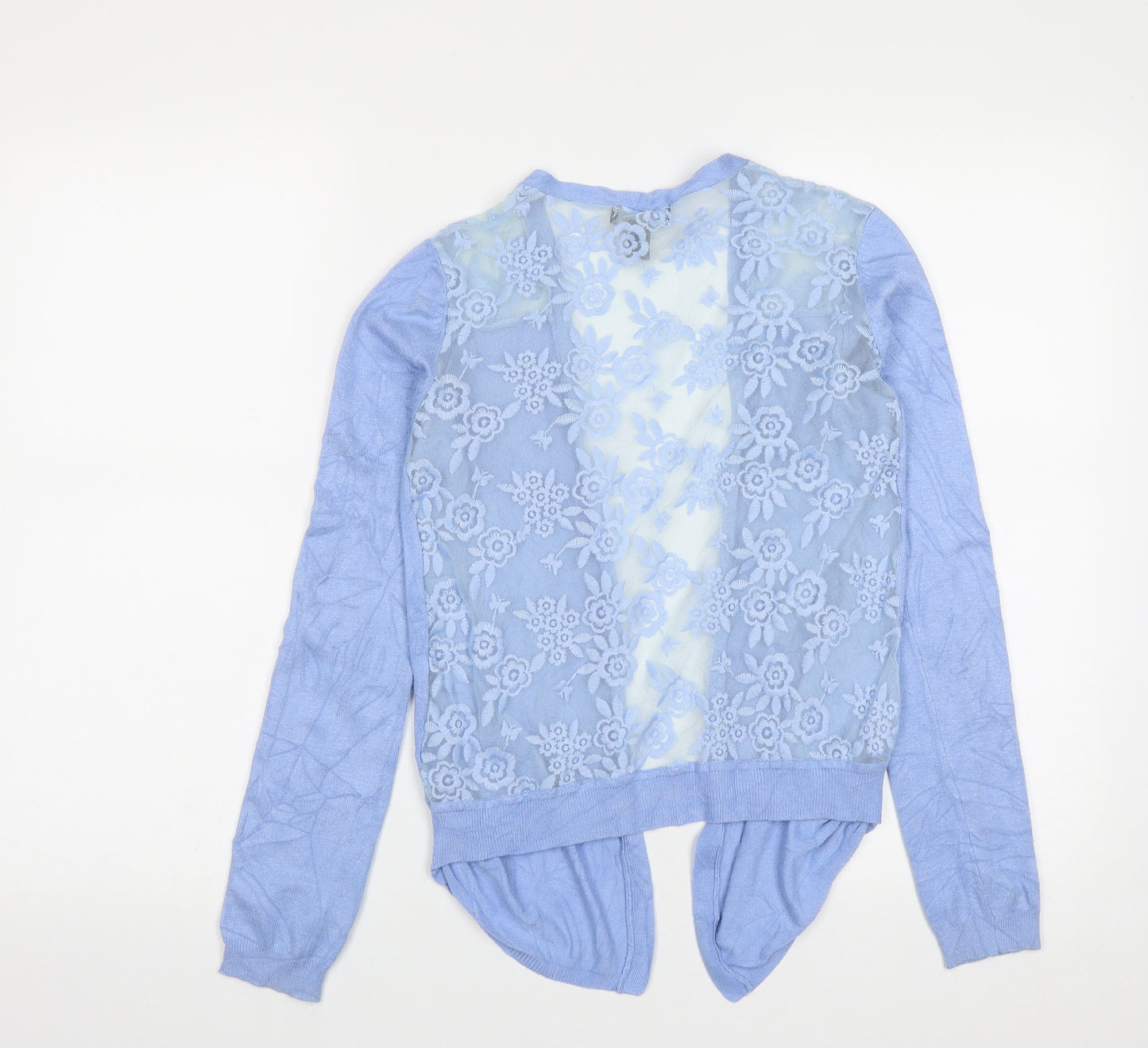 New Look Womens Blue V-Neck Geometric Polyester Cardigan Jumper Size 8