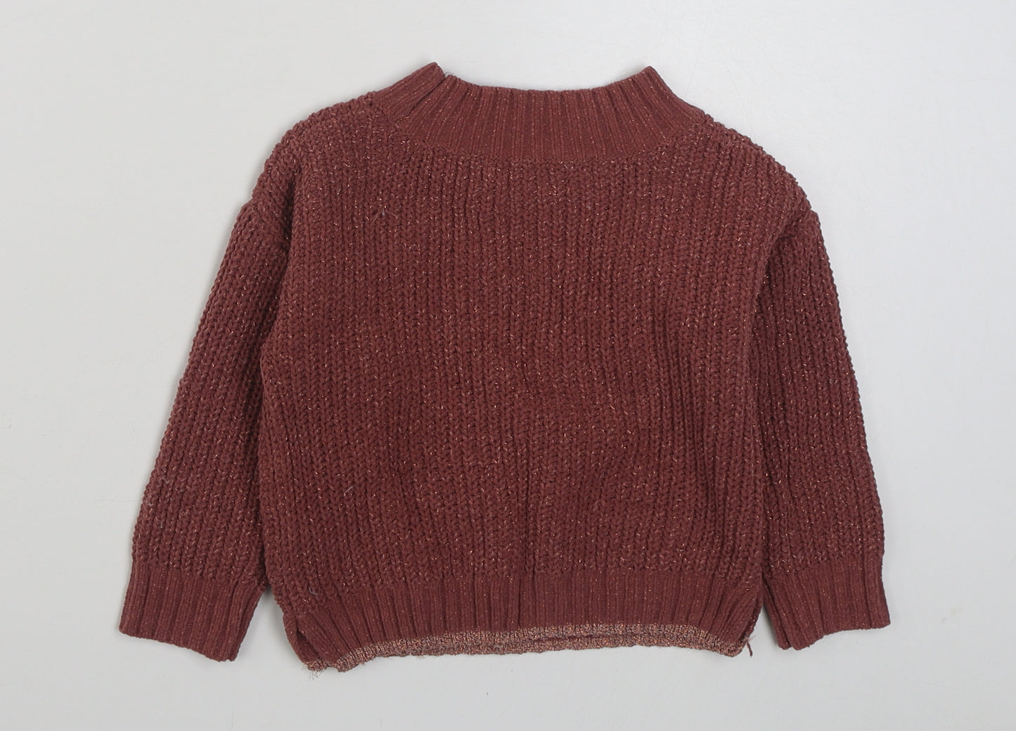 Marks and Spencer Girls Pink Round Neck  Polyester Pullover Jumper Size 5-6 Years  Pullover