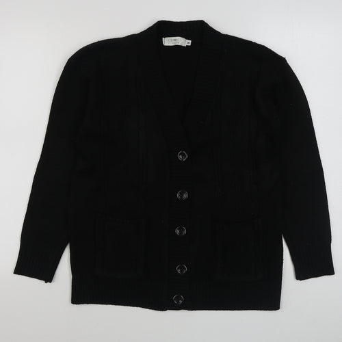 Choice Womens Black V-Neck  Acrylic Cardigan Jumper Size S