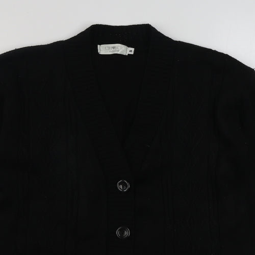 Choice Womens Black V-Neck  Acrylic Cardigan Jumper Size S
