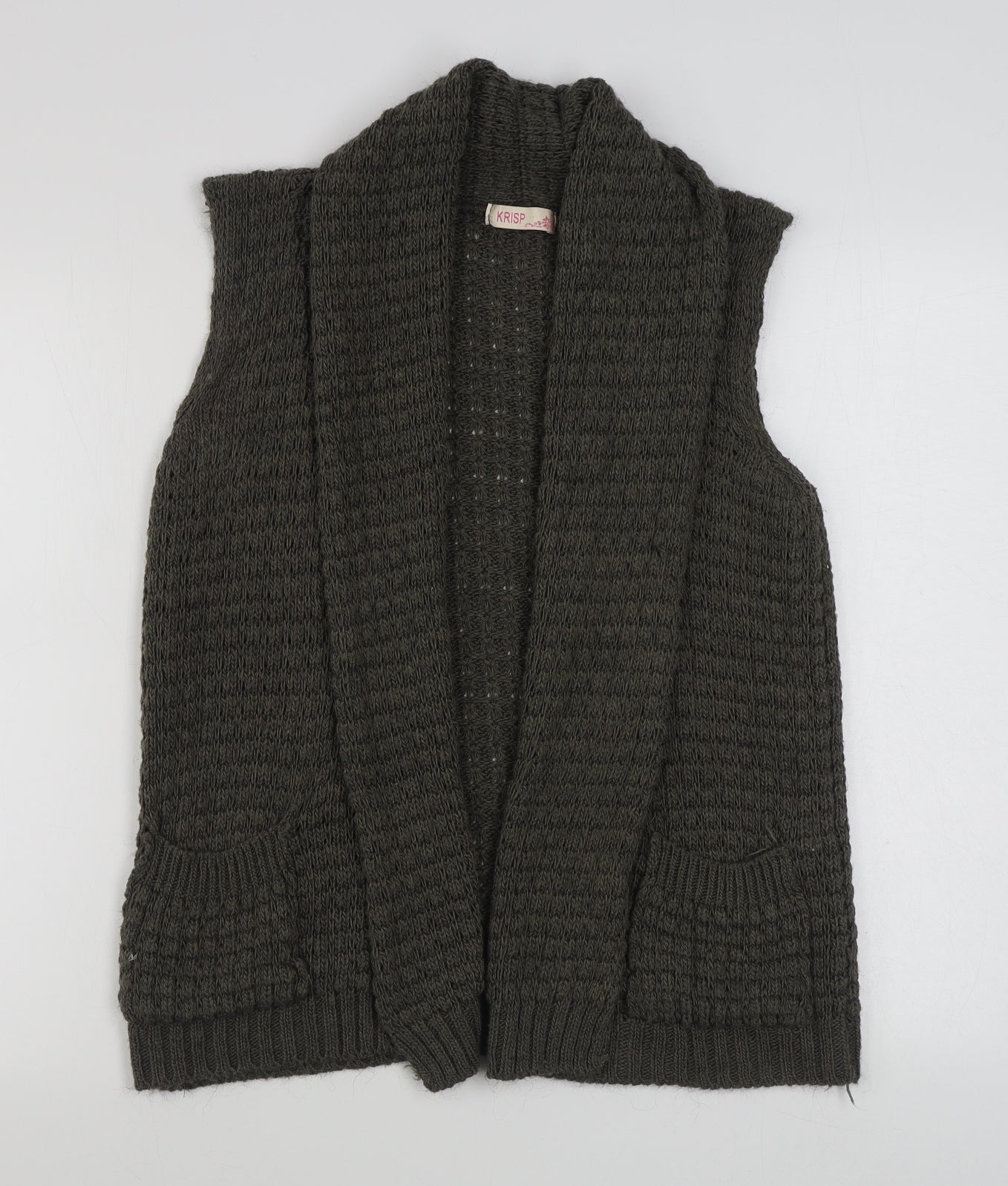 Krisp Womens Brown V-Neck  Acrylic Cardigan Jumper Size M