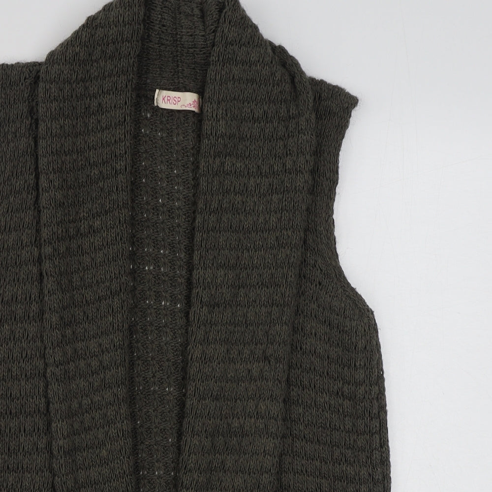 Krisp Womens Brown V-Neck  Acrylic Cardigan Jumper Size M