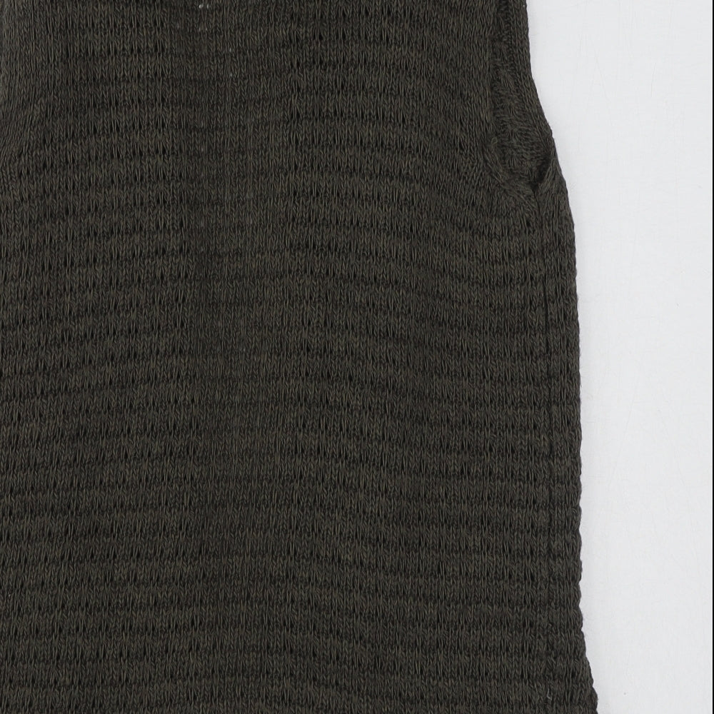Krisp Womens Brown V-Neck  Acrylic Cardigan Jumper Size M