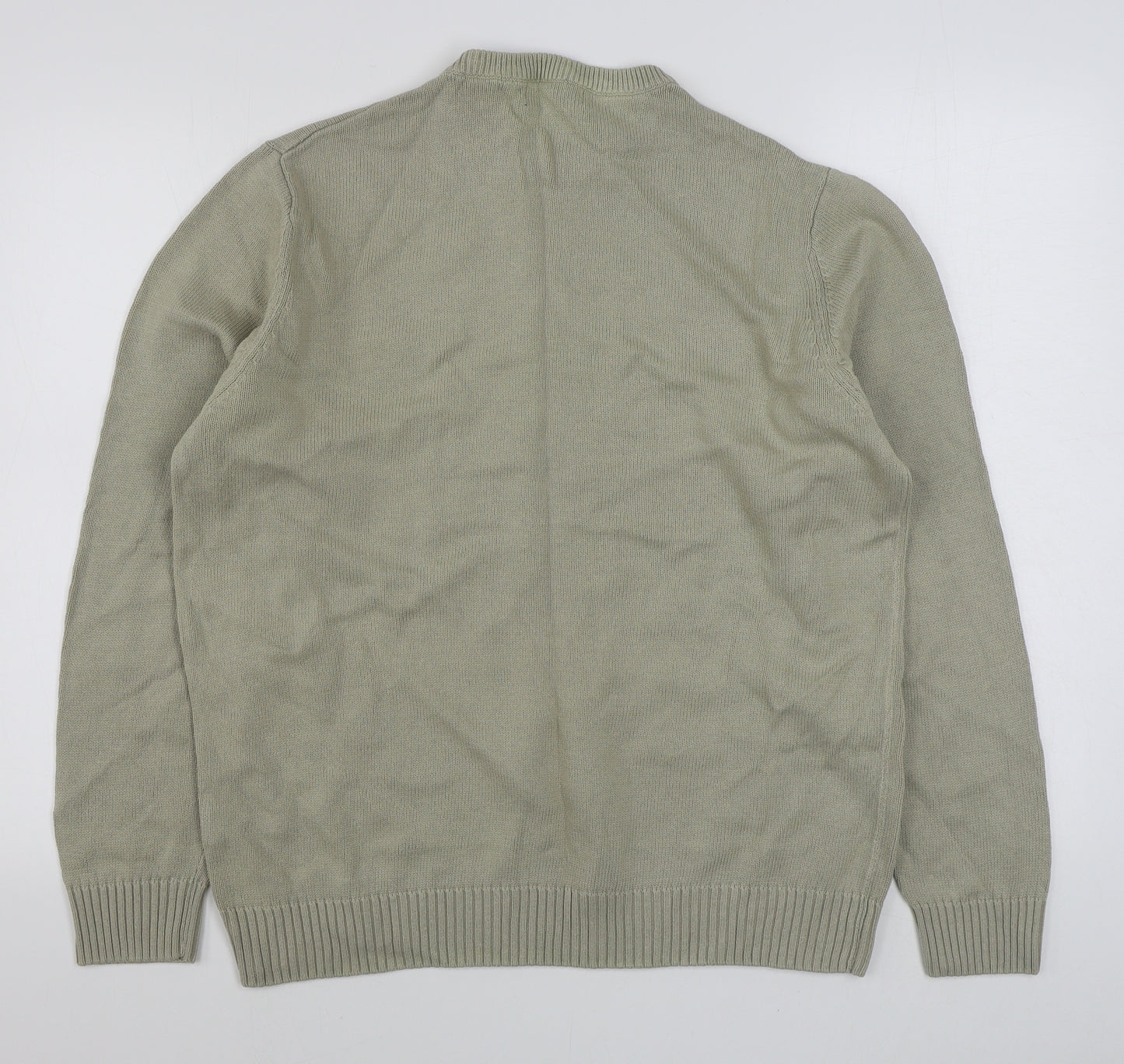 Maine Mens Beige Round Neck  Cotton Pullover Jumper Size L