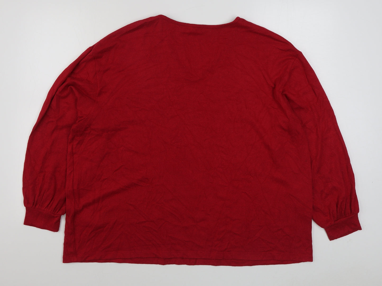 Marks and Spencer Womens Red V-Neck  Viscose Pullover Jumper Size 22