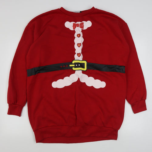 Be Jealous Womens Red  Cotton Pullover Sweatshirt Size L  Pullover