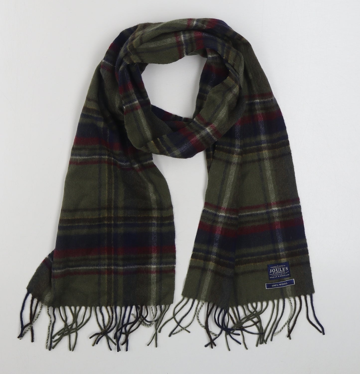 Joules Unisex Multicoloured Plaid Wool Scarf  Size Regular