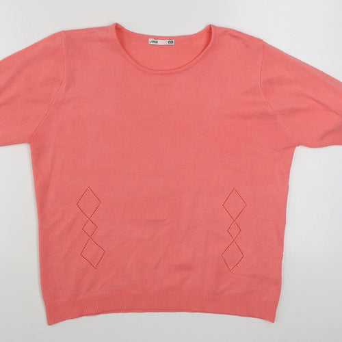 EA Womens Pink Boat Neck  Acrylic Pullover Jumper Size L
