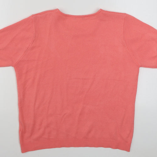 EA Womens Pink Boat Neck  Acrylic Pullover Jumper Size L