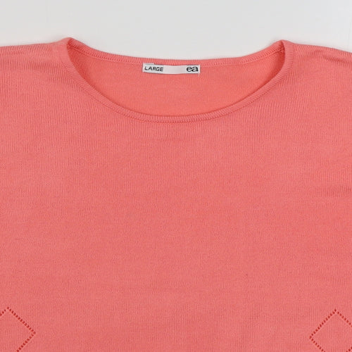 EA Womens Pink Boat Neck  Acrylic Pullover Jumper Size L