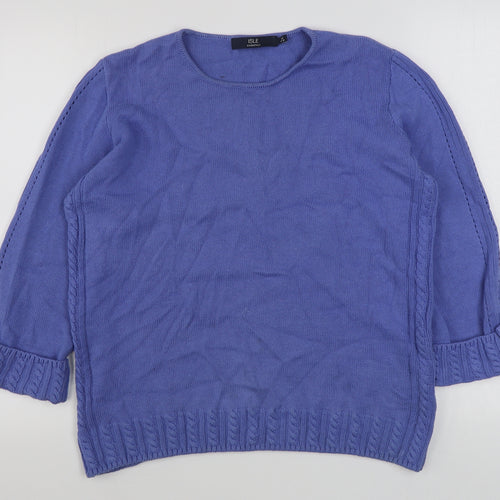 EWM Womens Purple Round Neck  Cotton Pullover Jumper Size M