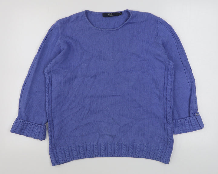 EWM Womens Purple Round Neck Cotton Pullover Jumper Size M