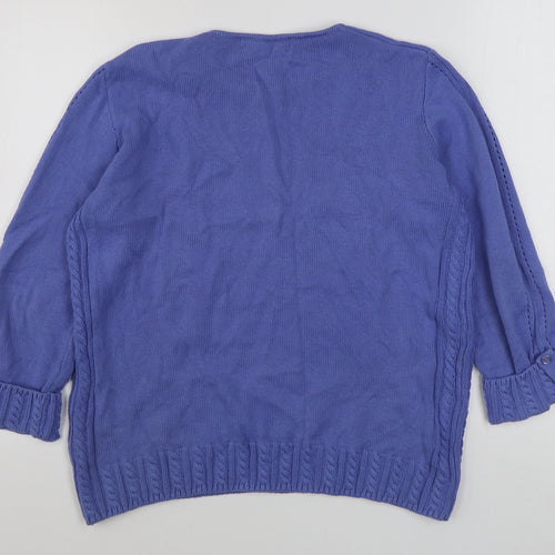 EWM Womens Purple Round Neck  Cotton Pullover Jumper Size M