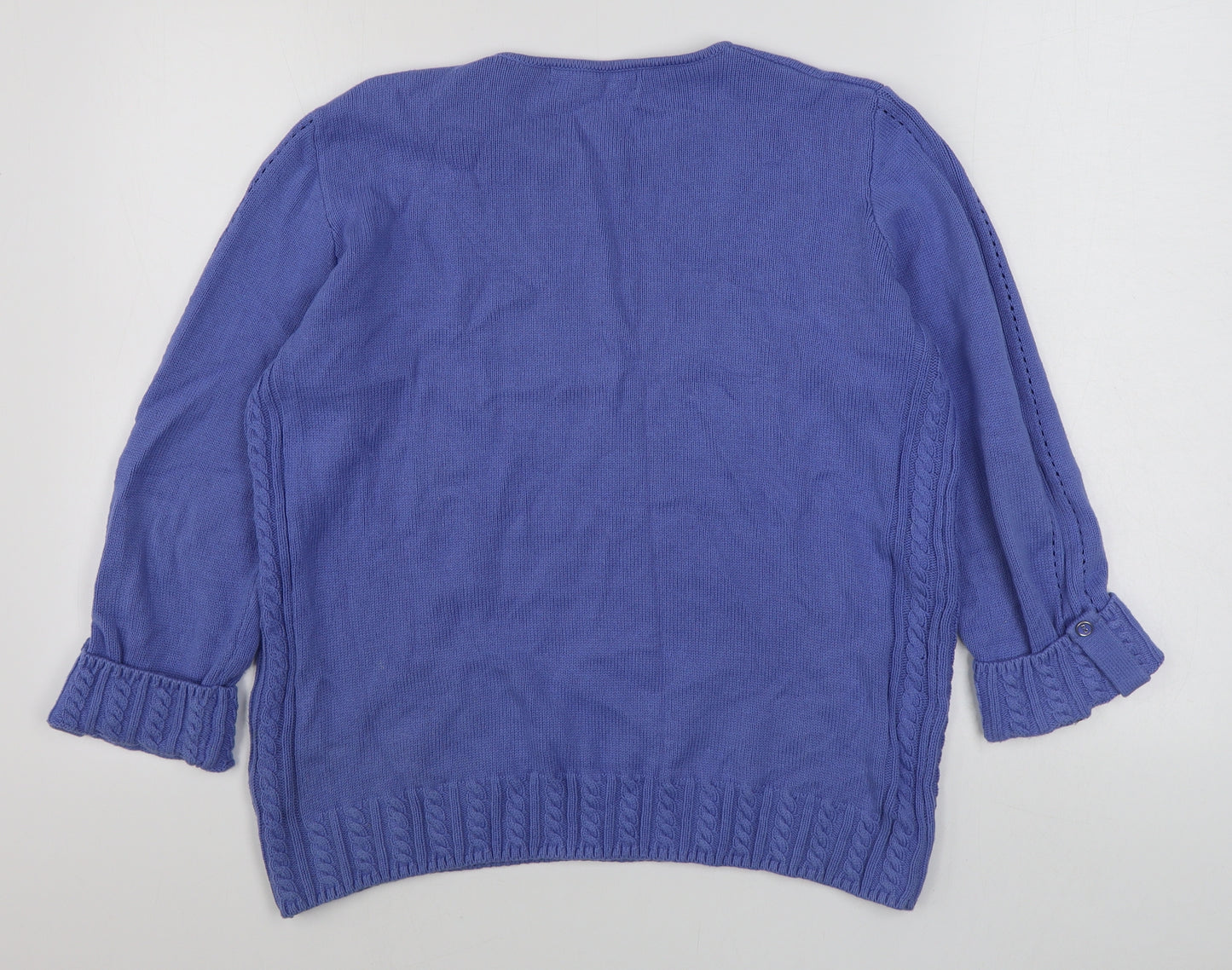 EWM Womens Purple Round Neck  Cotton Pullover Jumper Size M