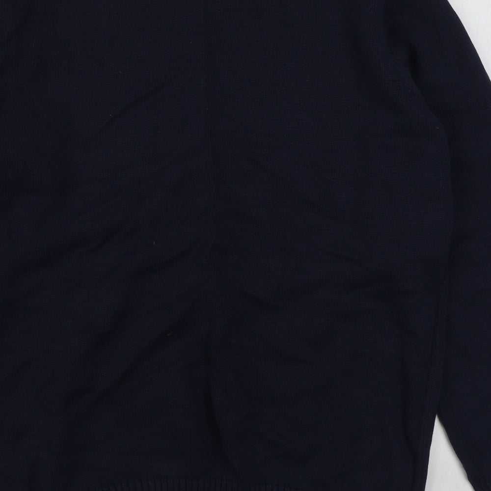 Maine Mens Blue Round Neck  Cotton Pullover Jumper Size L