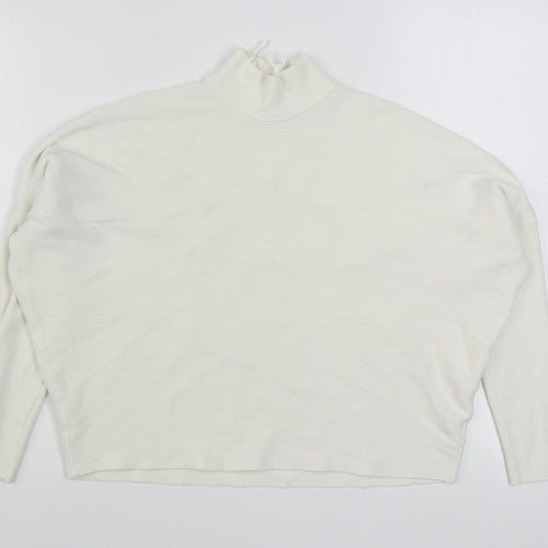TU Womens White Round Neck  Viscose Pullover Jumper Size 10