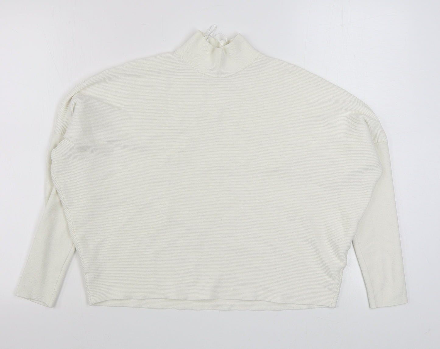 TU Womens White Round Neck  Viscose Pullover Jumper Size 10