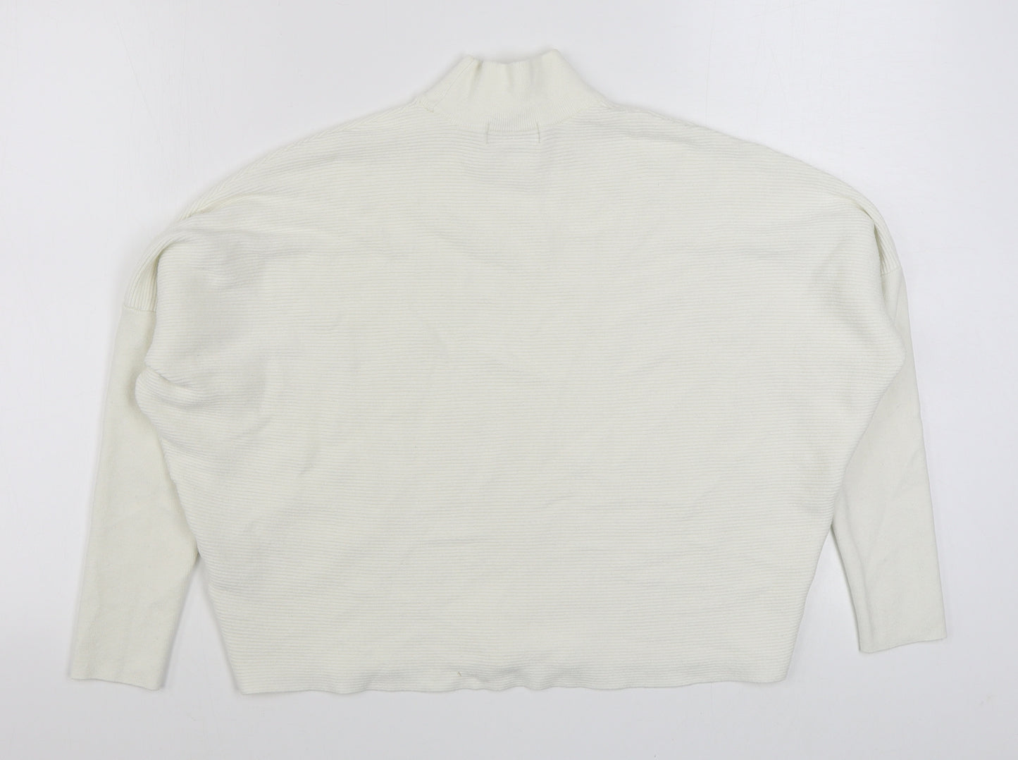 TU Womens White Round Neck  Viscose Pullover Jumper Size 10