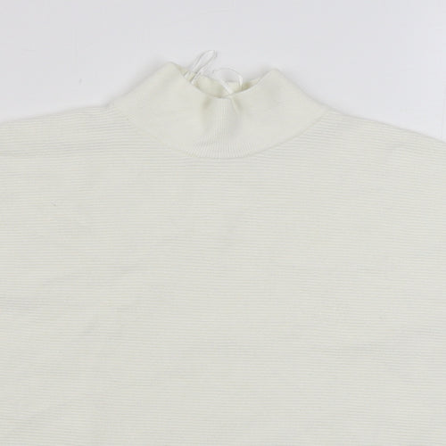 TU Womens White Round Neck  Viscose Pullover Jumper Size 10