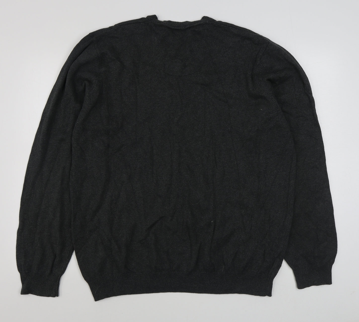 Marks and Spencer Mens Grey V-Neck  Cotton Pullover Jumper Size 2XL