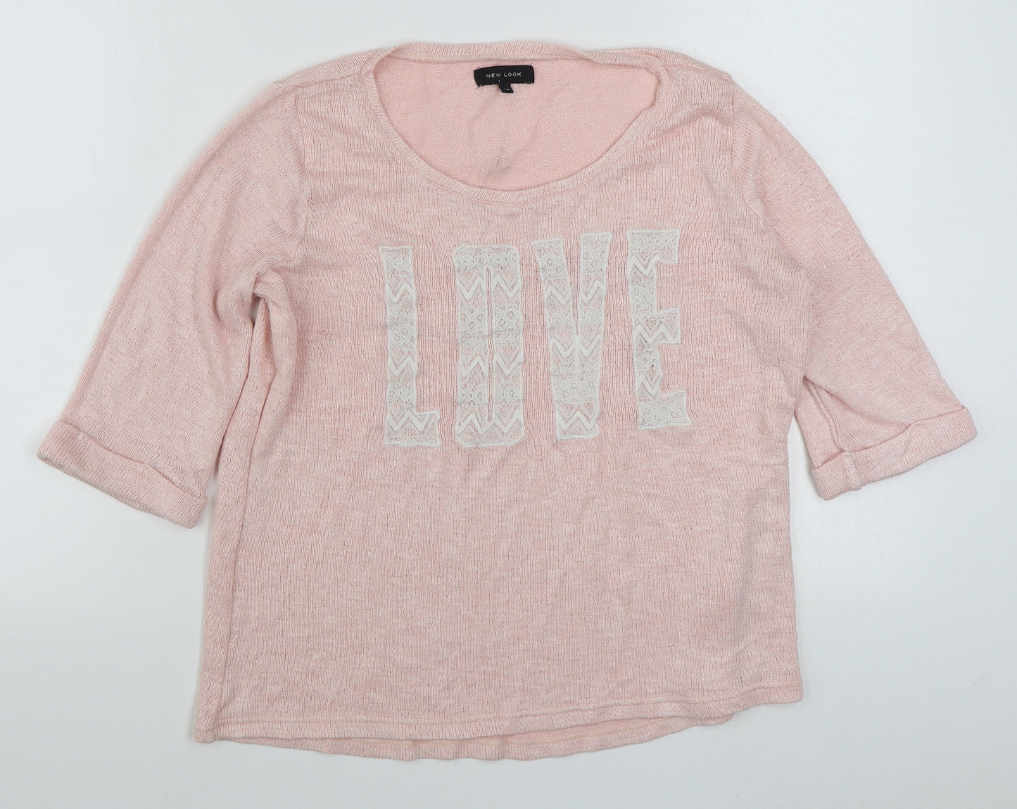 New Look Womens Pink Scoop Neck  Viscose Pullover Jumper Size 16