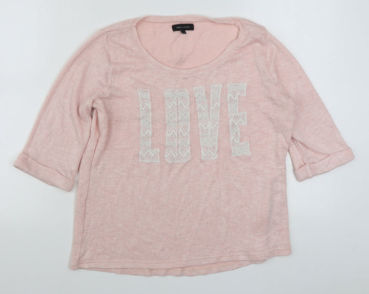 New Look Womens Pink Scoop Neck  Viscose Pullover Jumper Size 16