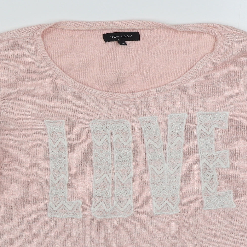 New Look Womens Pink Scoop Neck  Viscose Pullover Jumper Size 16