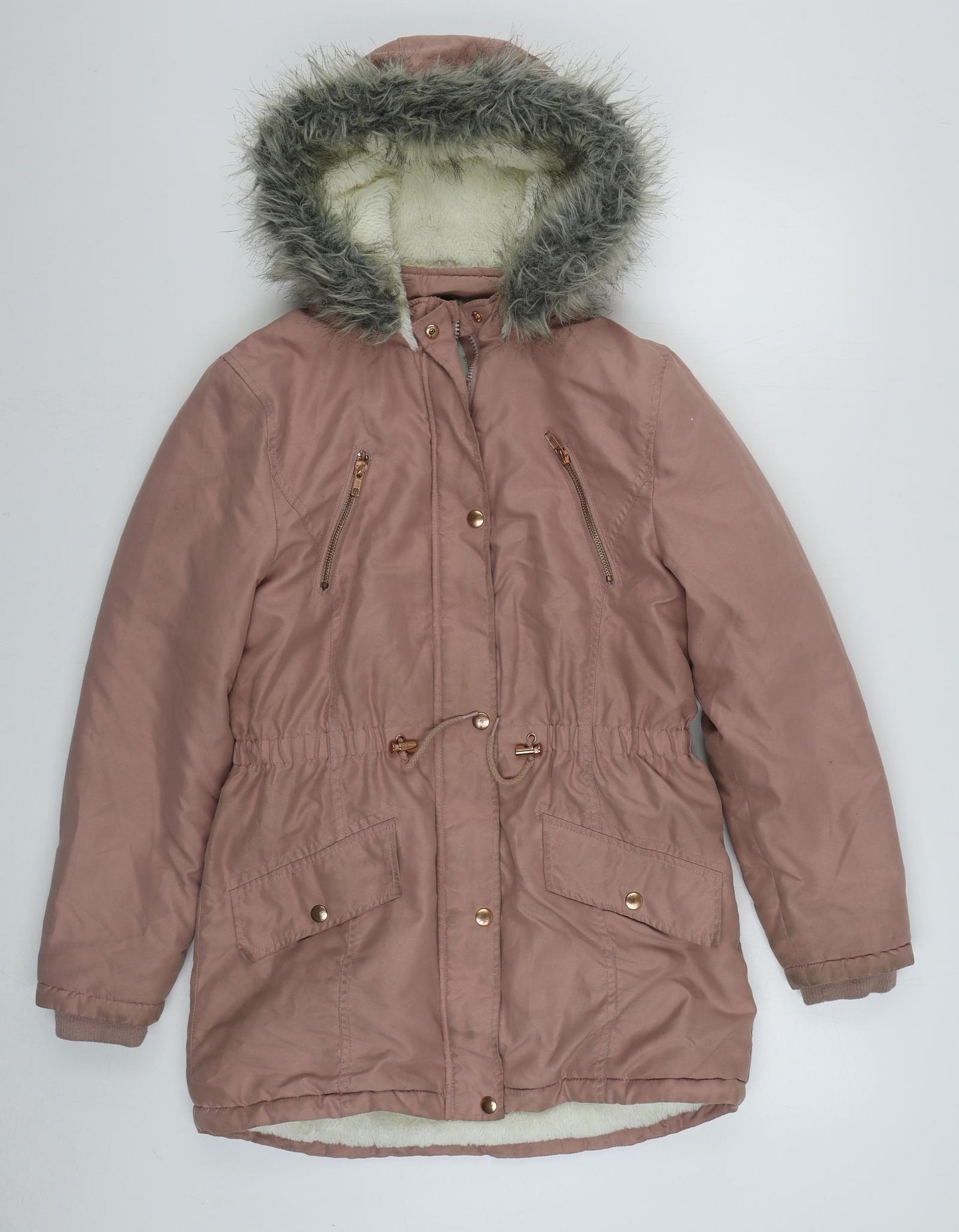 Geoge Girls Pink   Parka Coat Size 13-14 Years  Zip