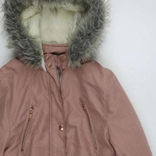 Geoge Girls Pink   Parka Coat Size 13-14 Years  Zip