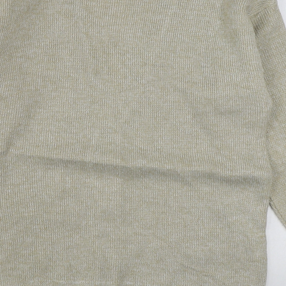 Strawberry Collection Womens Brown V-Neck Geometric Wool Blend Cardigan Jumper Size L