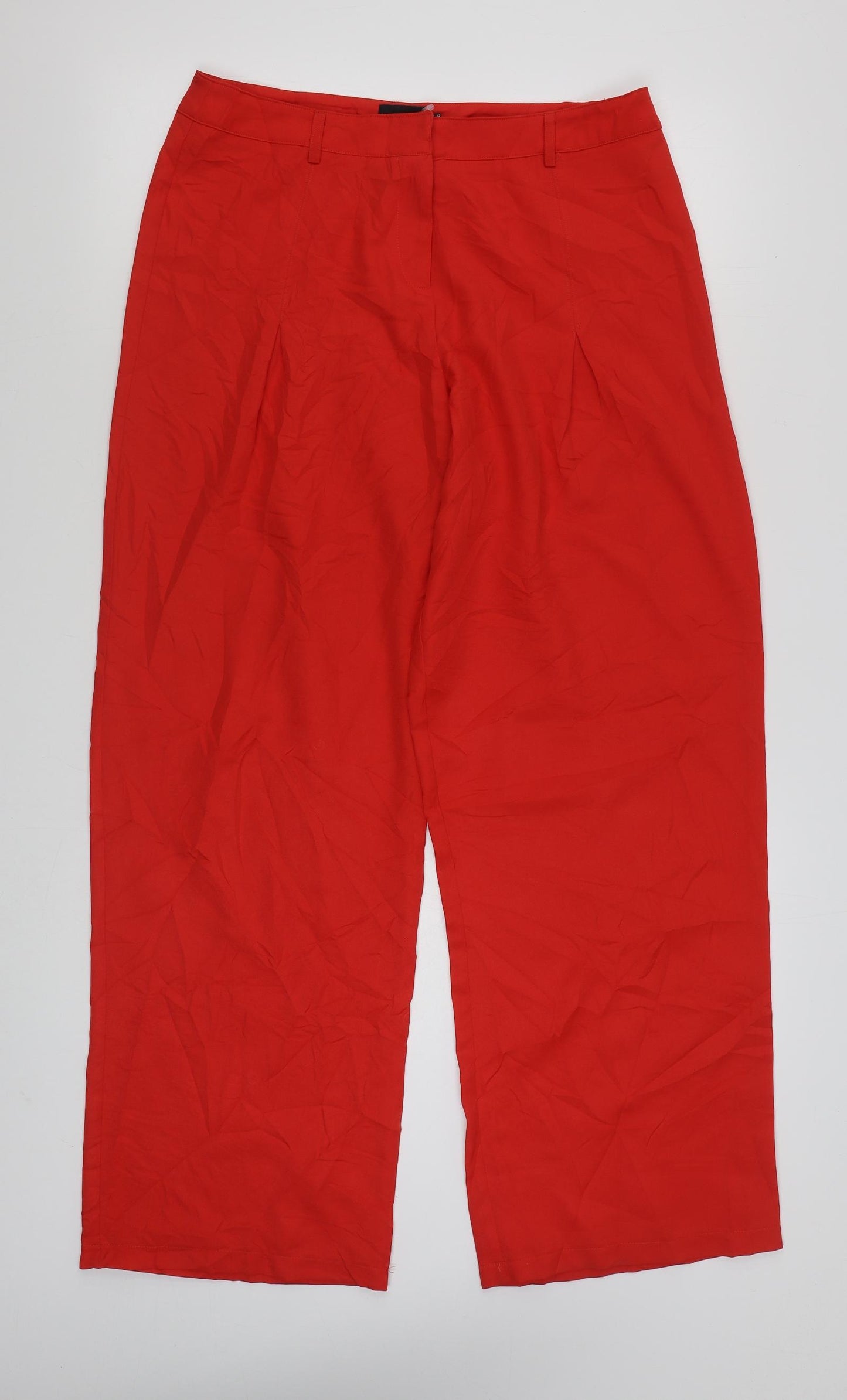 PRETTY LITTLE THING  Womens Red  Polyester Trousers  Size 12 L31 in Regular Zip
