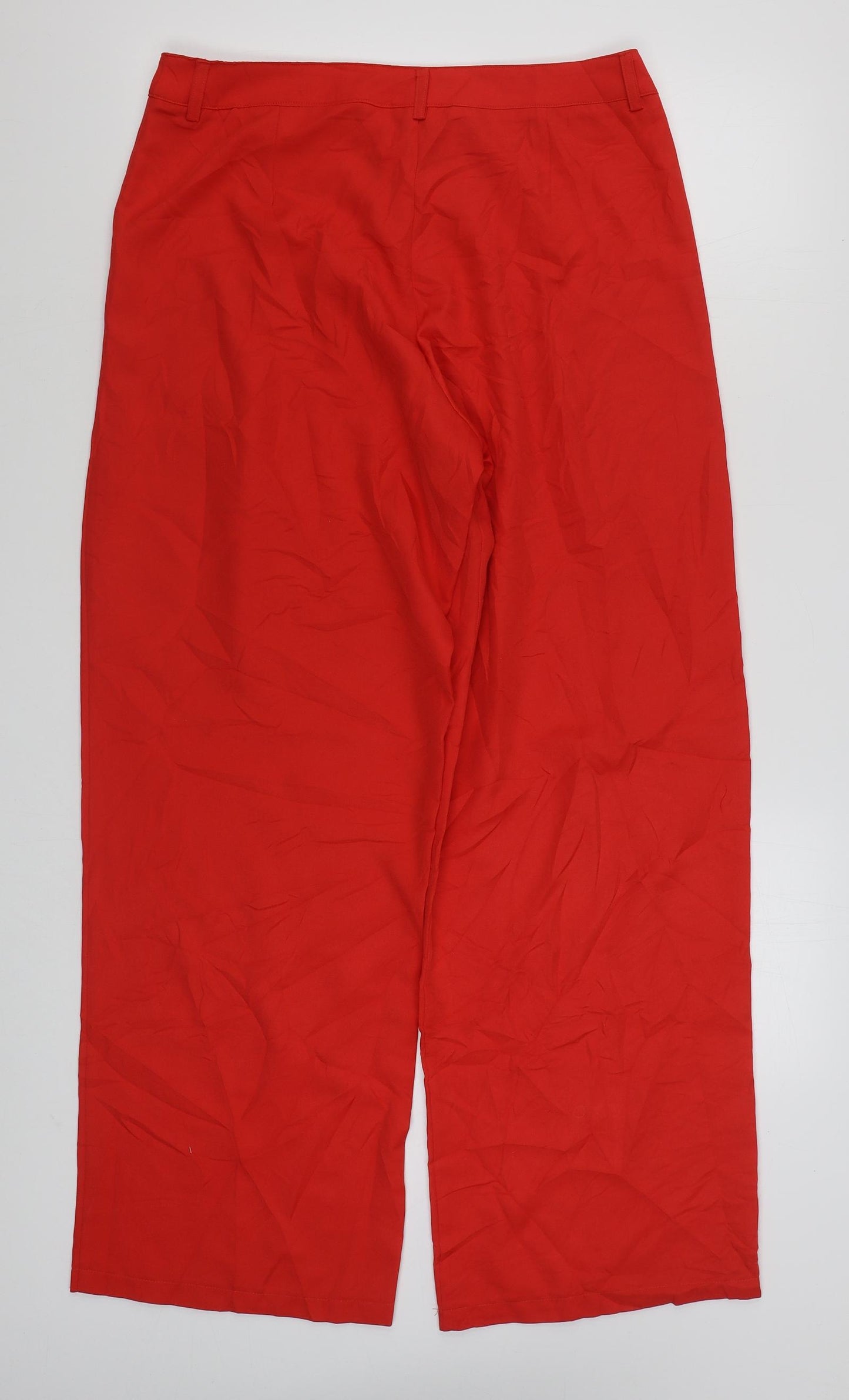 PRETTY LITTLE THING  Womens Red  Polyester Trousers  Size 12 L31 in Regular Zip