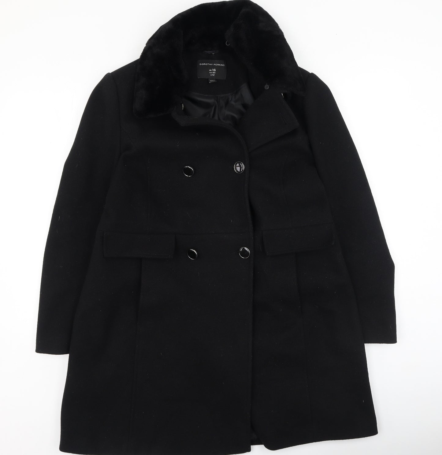 Dorothy Perkins Womens Black   Trench Coat Coat Size 16