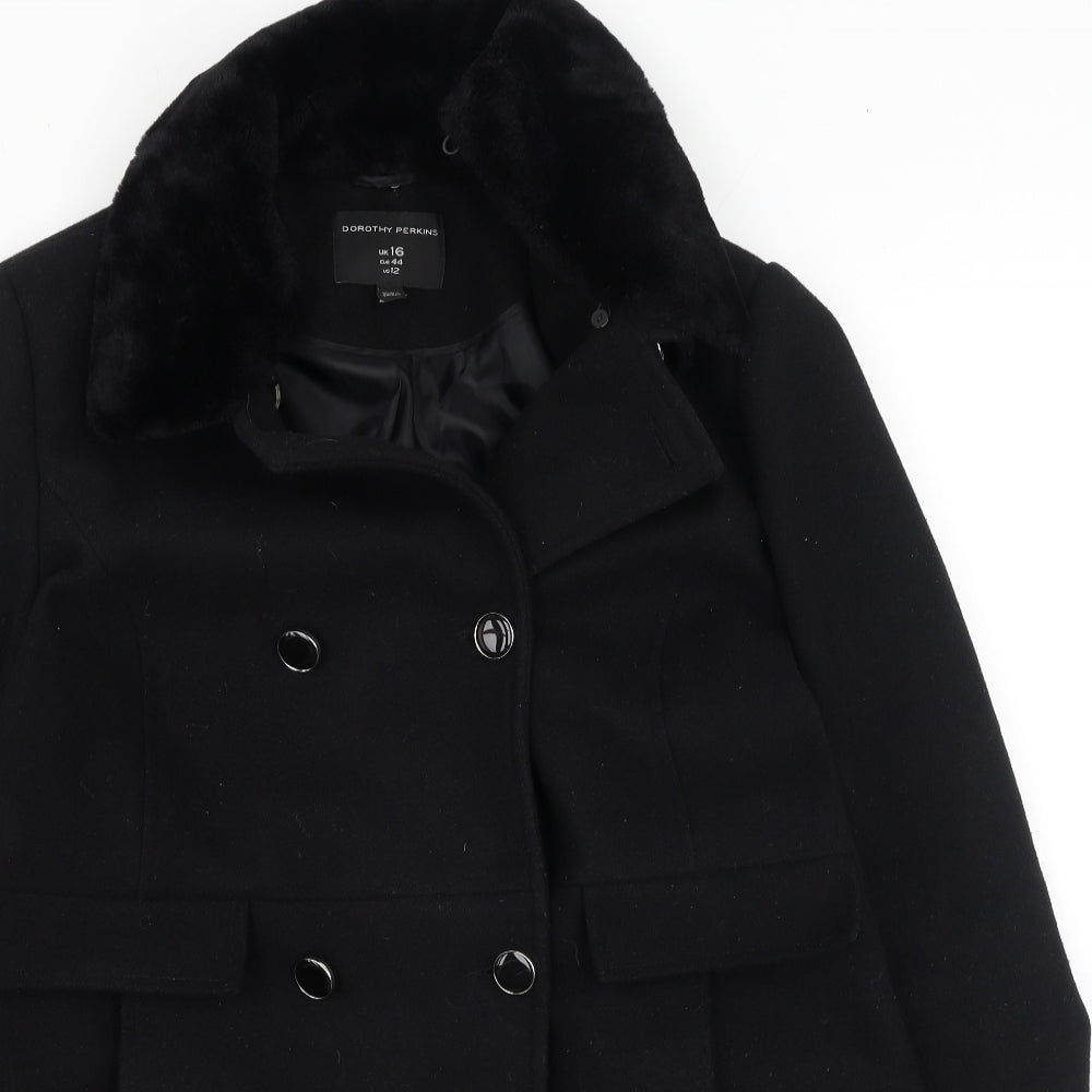 Dorothy Perkins Womens Black   Trench Coat Coat Size 16