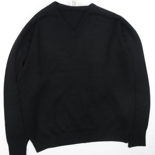 st bernard Womens Black V-Neck  Acrylic Pullover Jumper Size 40
