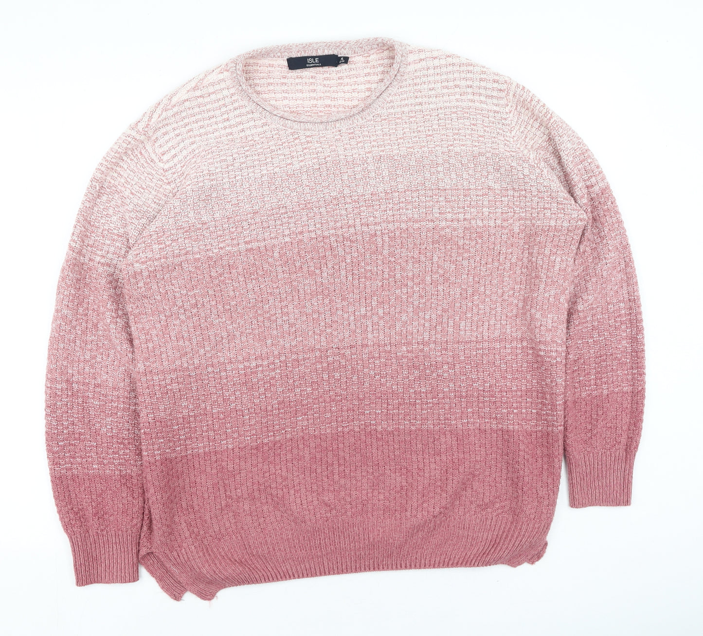 isle Womens Pink Round Neck  Acrylic Pullover Jumper Size XL