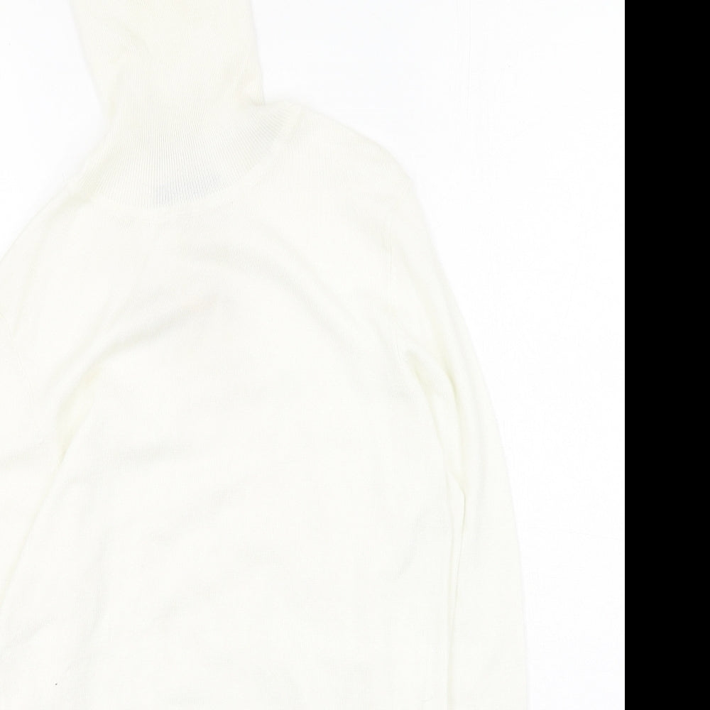Dunnes Stores Womens White High Neck  Viscose Pullover Jumper Size S