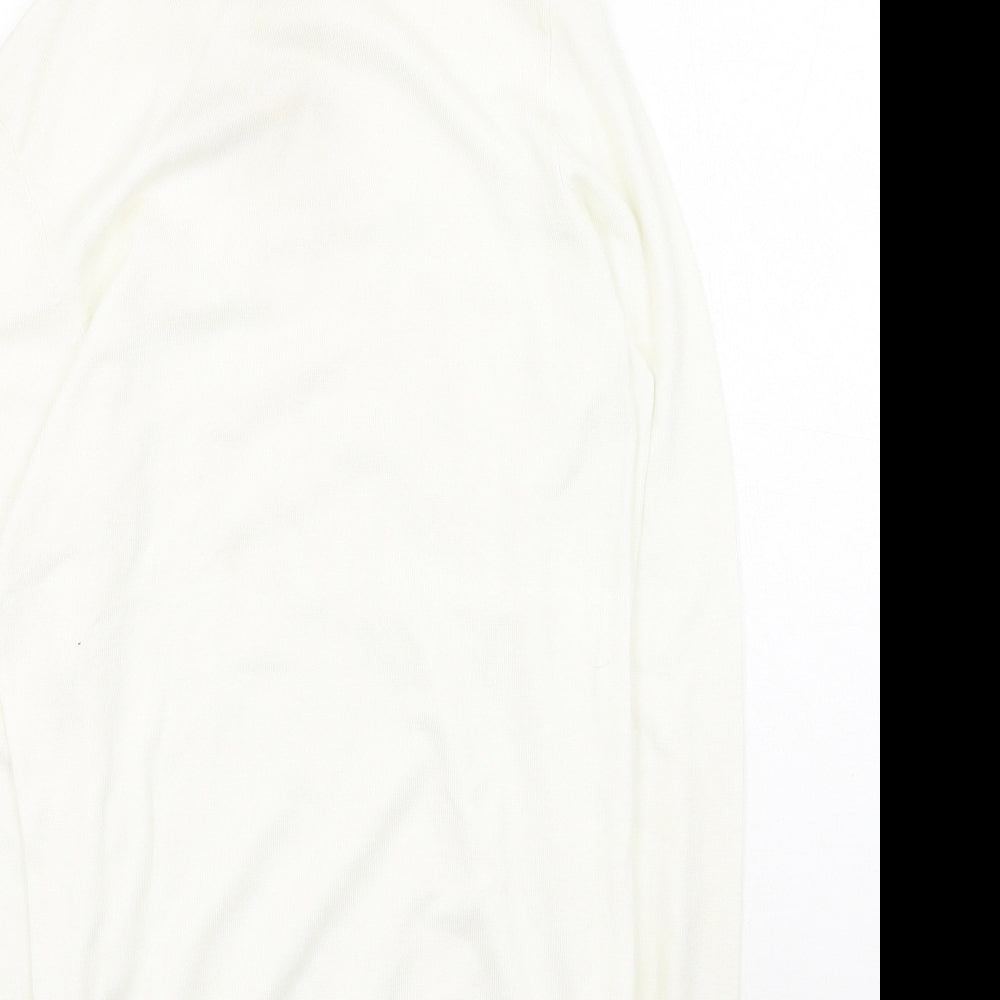 Dunnes Stores Womens White High Neck  Viscose Pullover Jumper Size S