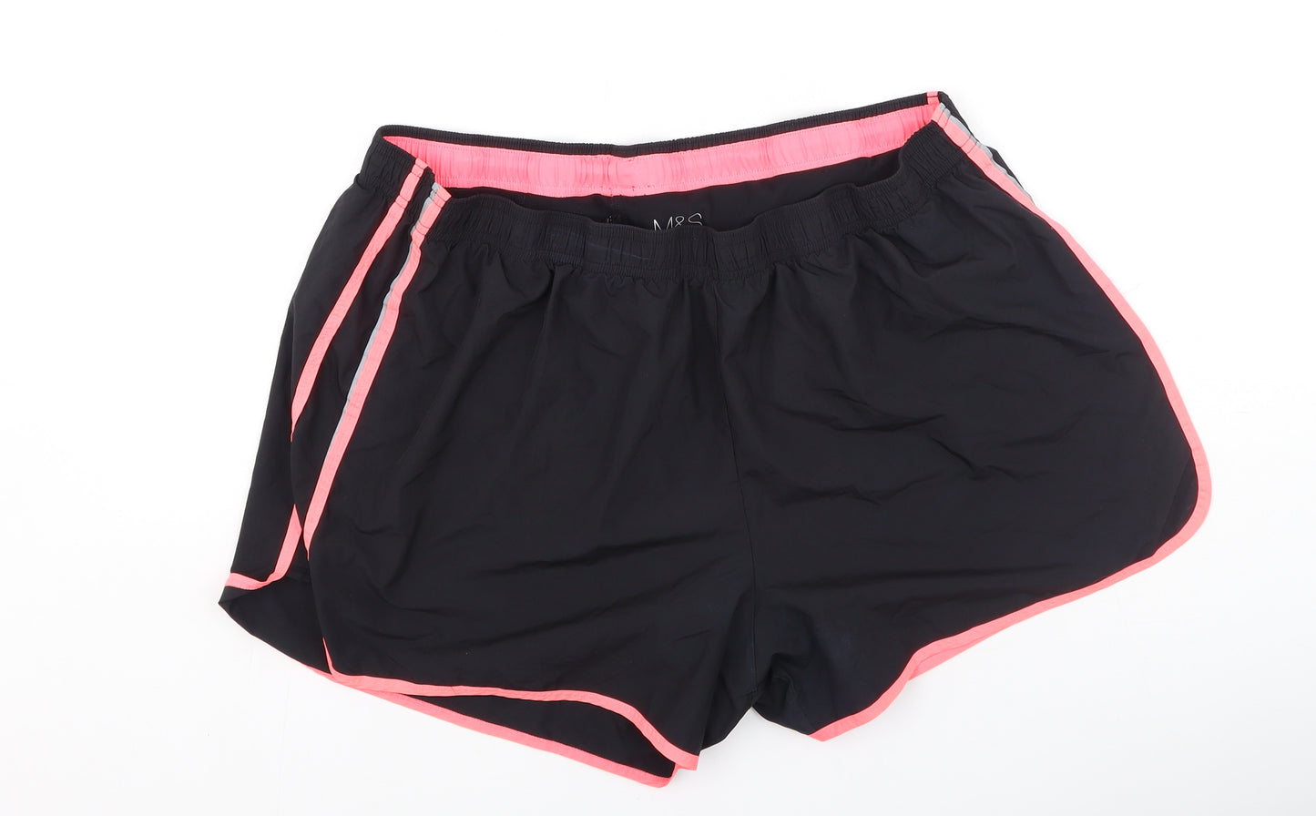 Marks and Spencer Womens Black  Polyester Sweat Shorts Size 20 L4 in Regular
