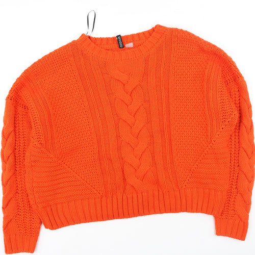 Divided Womens Orange Round Neck  Acrylic Pullover Jumper Size L