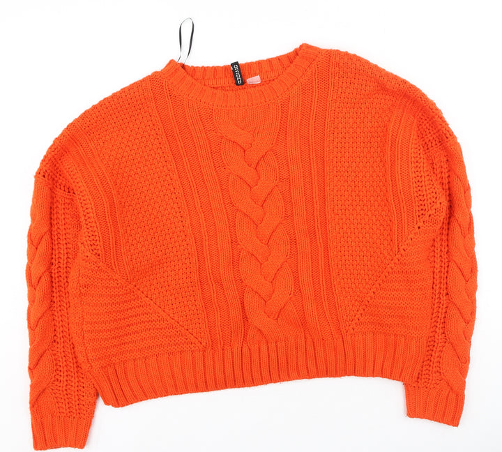 Divided Womens Orange Round Neck  Acrylic Pullover Jumper Size L