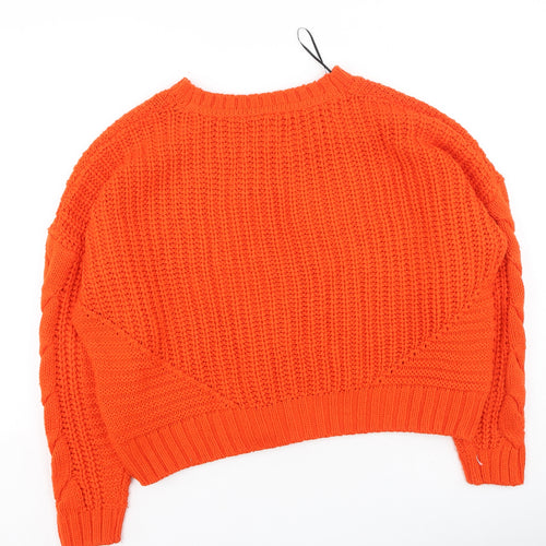 Divided Womens Orange Round Neck  Acrylic Pullover Jumper Size L