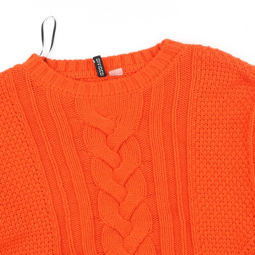 Divided Womens Orange Round Neck  Acrylic Pullover Jumper Size L